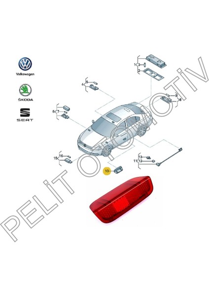 Pelit Otomotiv Skoda Süperb Kapı Reflektörü 1K0947419 1K0947419A