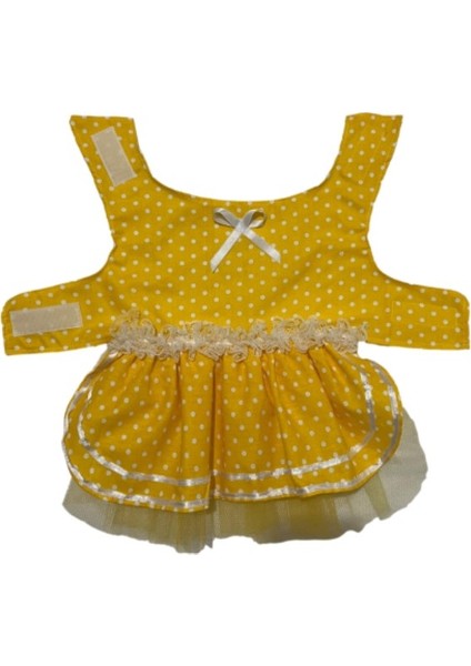 Sarı Puantiyeli Kurdeleli Kedi Köpek Kıyafeti Elbisesi indirimleri