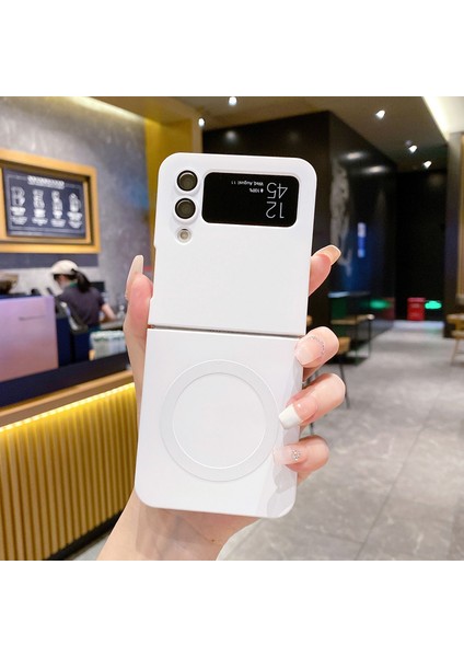 For Samsung Galaxy Z Flip 3 Metalik Boya Manyetik Emiş Cep Telefonu Kılıfları (Yurt Dışından)