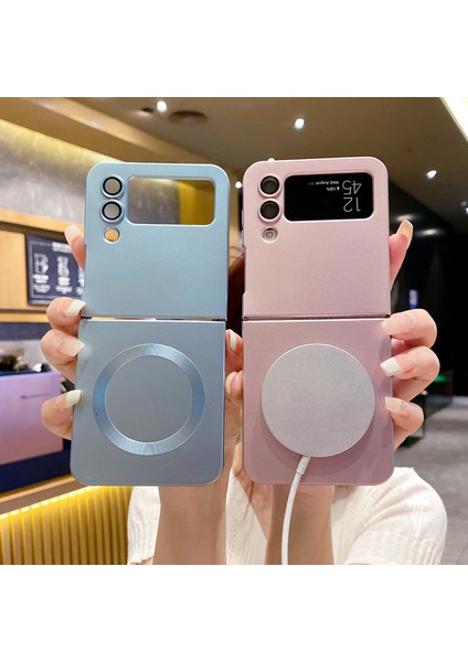 For Samsung Galaxy Z Flip 3 Metalik Boya Manyetik Emiş Cep Telefonu Kılıfları (Yurt Dışından) fiyatları