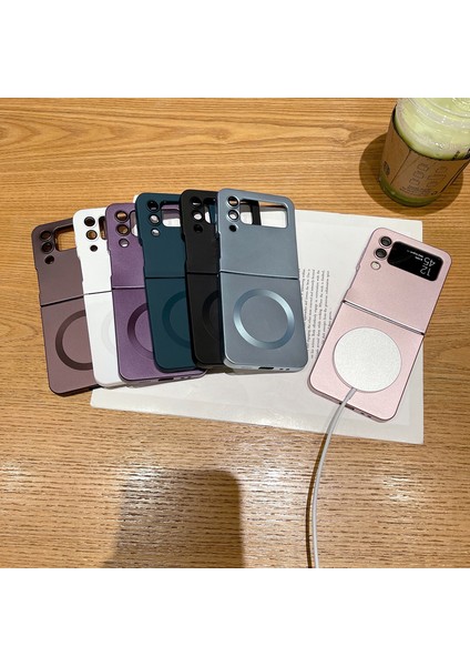 For Samsung Galaxy Z Flip 3 Metalik Boya Manyetik Emiş Cep Telefonu Kılıfları (Yurt Dışından) fırsatları