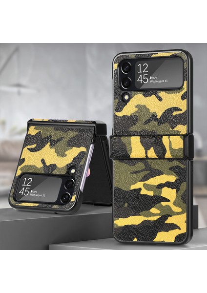 For Samsung Galaxy Z Flip 3 Kamuflaj Deseni Menteşe Cep Telefonu Kılıfları (Yurt Dışından)