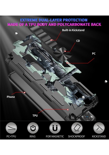 For Poco C40 Kamuflaj Zırhı Ağır Koruma Cep Telefonu Kılıfları (Yurt Dışından)
