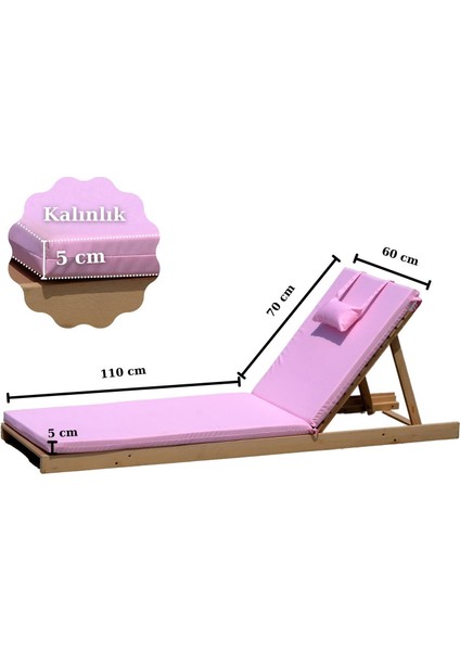 Şezlong Minderi Su Itici Kumaş 180X60X5 Pembe fiyatları
