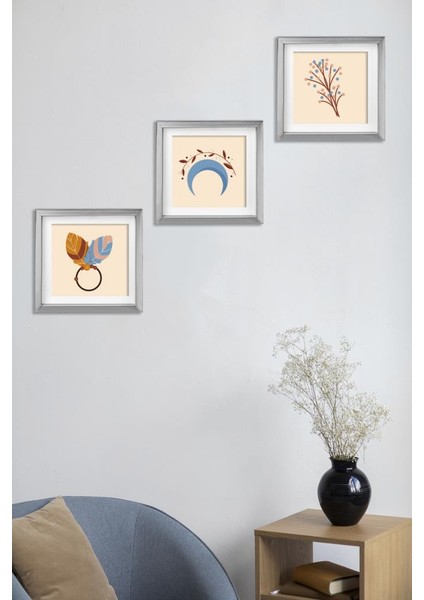 Yapışkanlı Sök-Tak Klasik Gümüş Kare Çerçeveler - 3'lü Paket 21X21CM