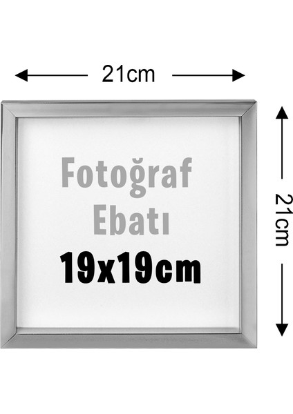 Yapışkanlı Sök-Tak Klasik Gümüş Kare Çerçeveler - 3'lü Paket 21X21CM