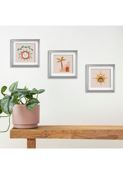 Yapışkanlı Sök-Tak Klasik Gümüş Kare Çerçeveler - 3'lü Paket 21X21CM