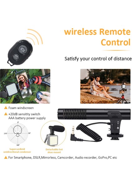Profesyonel Vlogging Seti Video Kiti Tripod Mikrofon LED Işık Telefon Tutucu Kumandalı Selfie Vlog Tiktok Youtube