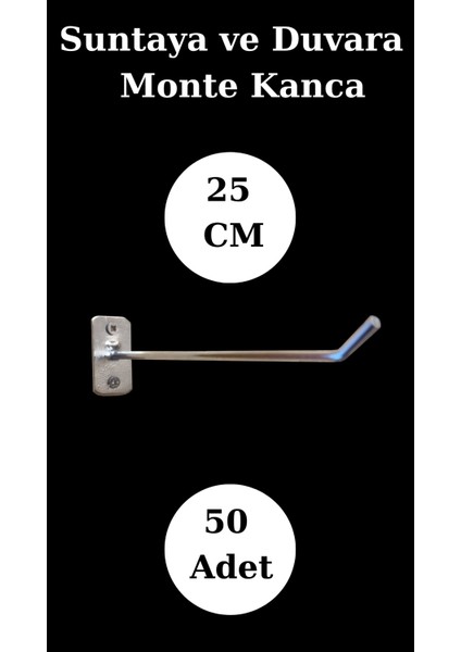 50 Adet 25 cm Suntaya Kanca Duvara Monte Kanca Çok Amaçlı Kanca
