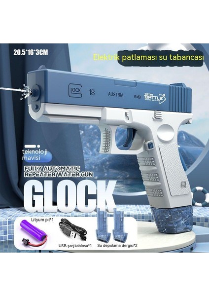 Çocuk Su Tabancası Oyuncak Glock Patlama Elektrikli Su Tabancası Şarj Edilebilir Büyük Kapasiteli Otomatik Su Tabancası Su Savaşı (Yurt Dışından)