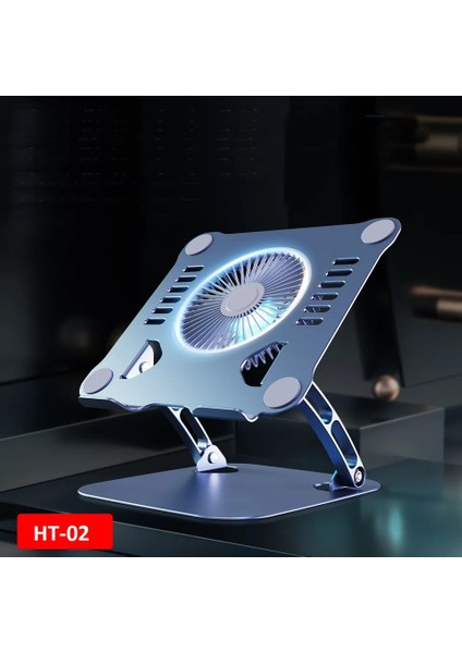 Ht-02 Metal Laptop Standı Yükseklik Ayarlı Fanlı Premium Serisi Notebook Tutucu Alüminyum Macbook Yükseltici 10-17 Inch