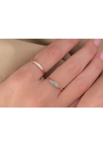 14 Ayar Altın Rose Minimal Taşlı Yüzük fiyatları