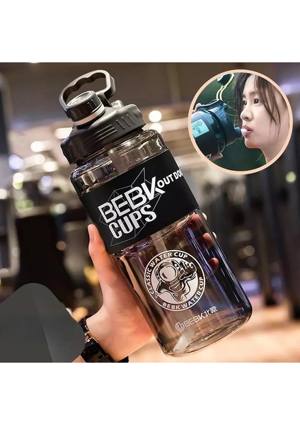 2 Litre Su Sürahisi Saman Içecek Şişesi Büyük Kapasiteli Taşınabilir Seyahat (Yurt Dışından)