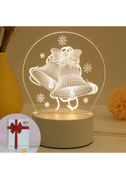 Noel Bell 3D Gece Işık Yaratıcı Hediye Başsi (Yurt Dışından)