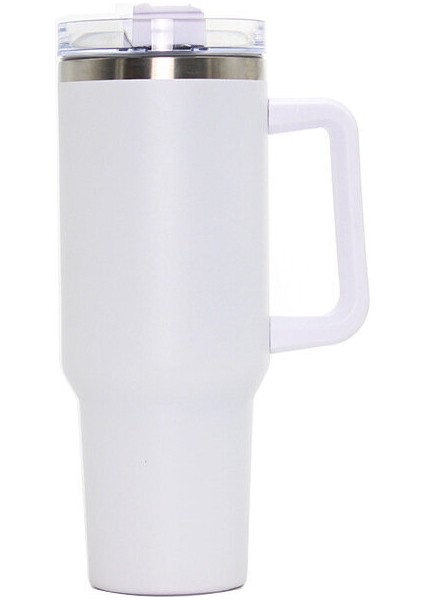 Leopar Baskı Büyük Kapasite 304 Paslanmaz Çelik Saman Vakum Kupası 40OZ T -Araba Kupası (Yurt Dışından)