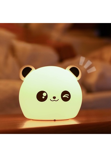 Gradyan Silikon Pat Işık Panda Gece Işık Sevimli Uzaktan Kumanda Şarj Edilebilir Renkli Işık (Yurt Dışından)