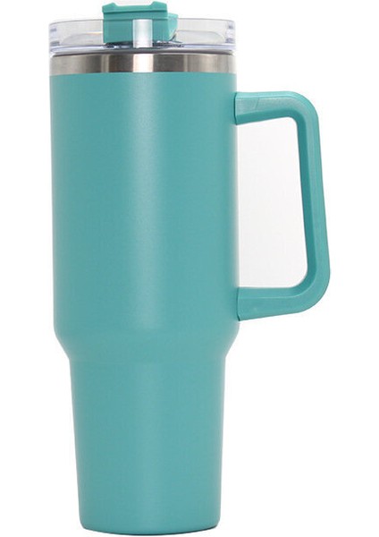 Leopar Baskı Büyük Kapasite 304 Paslanmaz Çelik Saman Vakum Kupası 40OZ T -Araba Kupası (Yurt Dışından)