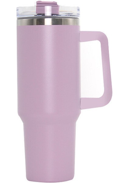 Leopar Baskı Büyük Kapasite 304 Paslanmaz Çelik Saman Vakum Kupası 40OZ T -Araba Kupası (Yurt Dışından)