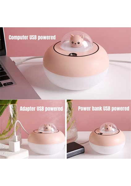 Sevimli Kedi Hava Nemlendirici USB Aroma Esansiyel Yağ Difüzör Yatak Odası Humidicador Serin Sis Buharlaştırıcı Renkli LED Işık Ev (Yurt Dışından)
