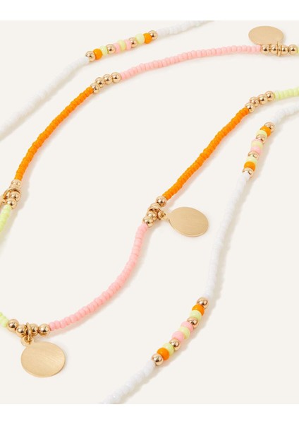 Boncuk ve Disk Katmanlı Uzun Kolye