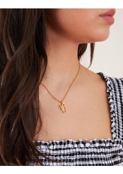 14 Ayar Altın ​​kaplama Harfli Sarkıt Kolye Gold