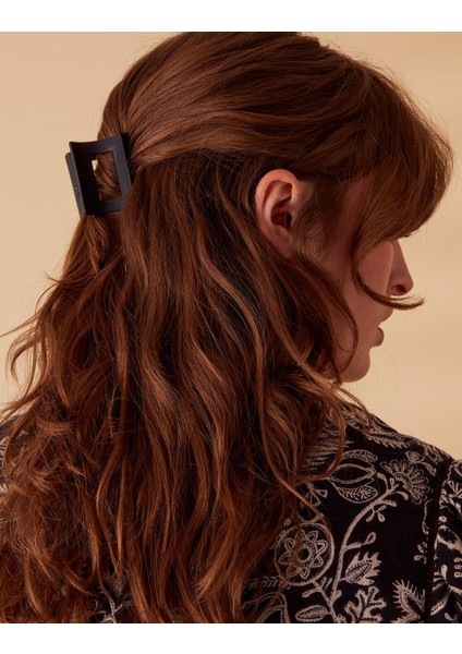 Mat Kare Kıskaçlı Saç Tokası 4'lü Paket Siyah