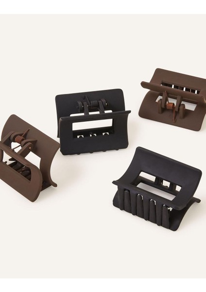 Mat Kare Kıskaçlı Saç Tokası 4'lü Paket Siyah modelleri