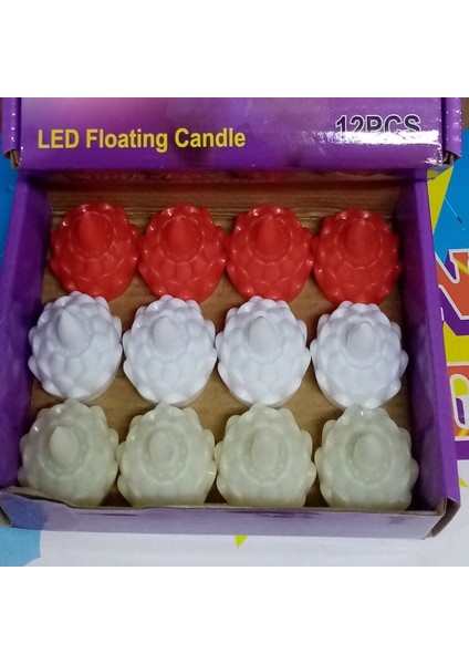 Water Floating Candle Işıklı Su Mumu Sensor LED Light 12 Adet Suda Yüzen Mum Kırmızı Beyaz Krem Mum