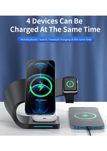 Dörtü Bir Arada Manyetik Kablosuz Şarj Cihazı, IPHONE13/12 Cep Telefonu Kulaklık Izle Kablosuz Şarj Için Uygundur (Yurt Dışından) fiyatları