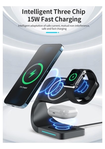 Dörtü Bir Arada Manyetik Kablosuz Şarj Cihazı, IPHONE13/12 Cep Telefonu Kulaklık Izle Kablosuz Şarj Için Uygundur (Yurt Dışından) modelleri