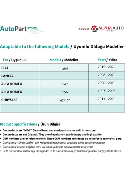 Chrysler Ypsilon Için Yan Sinyal Lambası -Beyaz-Sağ ve Sol fiyatları