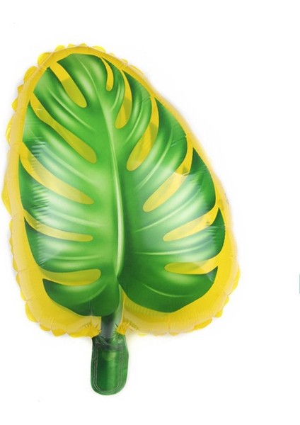 Hawaii Tropical Yaprak Şeklinde Yeşil Sarı Renkli Yaprak Folyo Balon 40 x 52 cm 1 Adet