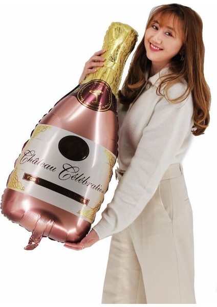 Bride To Be Parti Şampanya Şişesi Şeklinde Folyo Balon 86 x 45 cm Rose Gold Renk 1 Adet