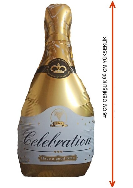 Bride To Be Parti Şampanya Şişesi Şeklinde Folyo Balon 86 x 45 cm Gold Renk 1 Adet
