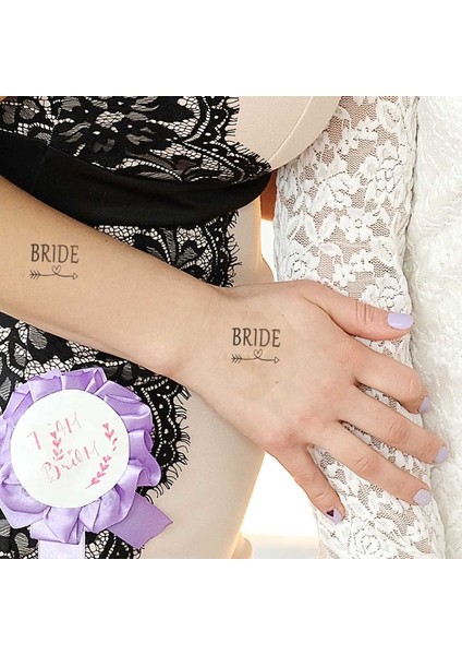 Oklu Bride Yazılı Tattoo Altın Renk Yaldızlı Geçici Dövme 5x5 cm 10 Adet