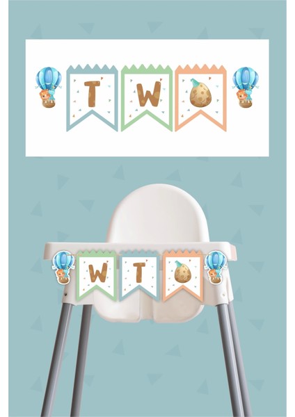 Baby Dinozor Temalı Two Banner (Kalın Kağıt) Doğum Günü