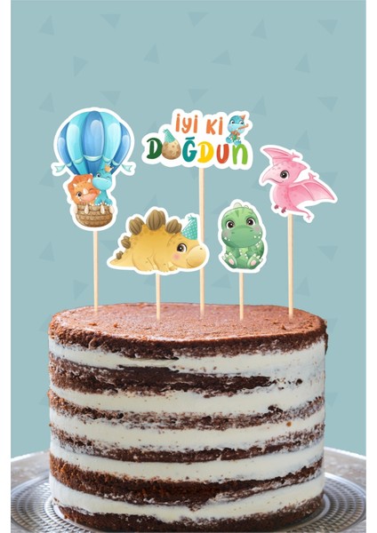 Baby Dinozor Temalı Pasta Süsü Seti