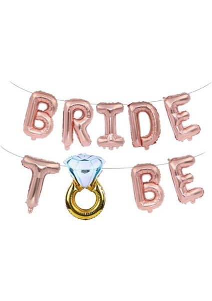 Tek Taş Yüzüklü Ipe Dizilebilir Bride To Be Yazılı Folyo Balon Set Rose Gold Renk 40 cm fiyatları