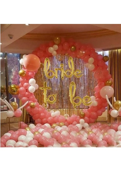 El Yazısı Dizayn Bride To Be Yazılı Folyo Balon Set Gold Renk 45 x 27 cm