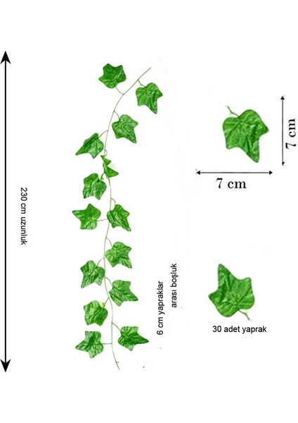 Hawaian Tema Yapay Sarmaşık Çiçeği Bitkisi Dekor Süsü 230 cm Yeşil Renk 6 Adet