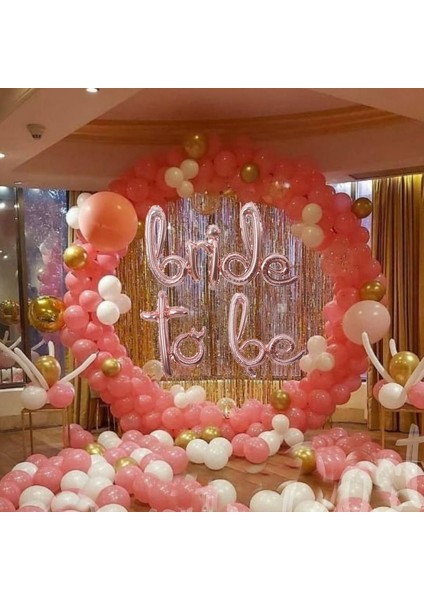 El Yazısı Dizayn Bride To Be Yazılı Folyo Balon Set Rose Gold Renk 45 x 27 cm