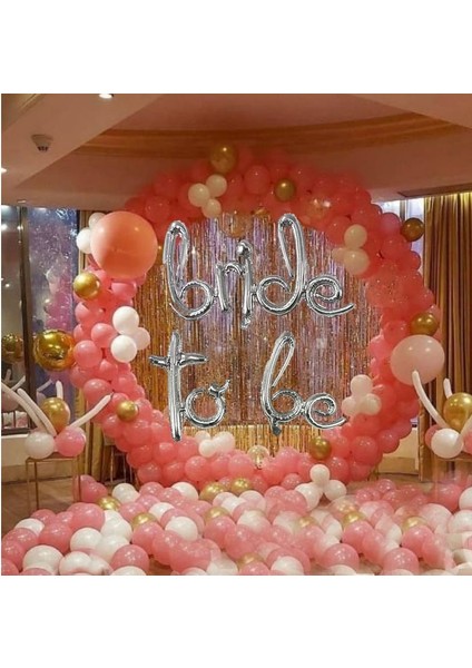 El Yazısı Dizayn Bride To Be Yazılı Folyo Balon Set Gümüş Renk 45 x 27 cm