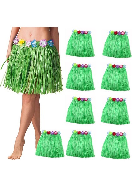 Yetişkin Çocuk Uyumlu Hawaii Eteği Yeşil Renk 40 cm 10 Adet