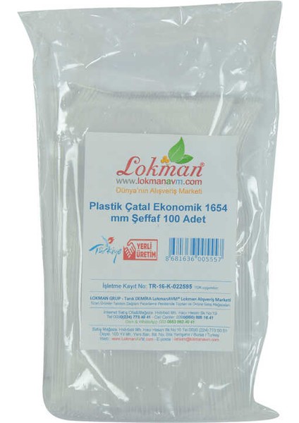 Plastik Çatal Ekonomik 1654 mm Şeffaf 100 Adet 1 Paket