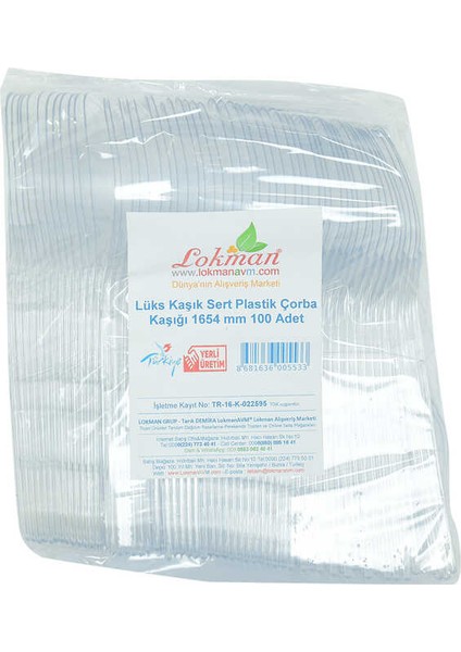 Lüks Kaşık Sert Plastik Çorba Kaşığı 1654 mm 100 Adet 1 Paket