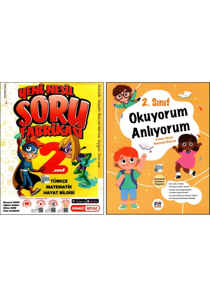+ Fit 2.Sınıf Soru Fabrikası + Okuyorum Anlıyorum Okuma Anlama Kitabı 2 Kitap