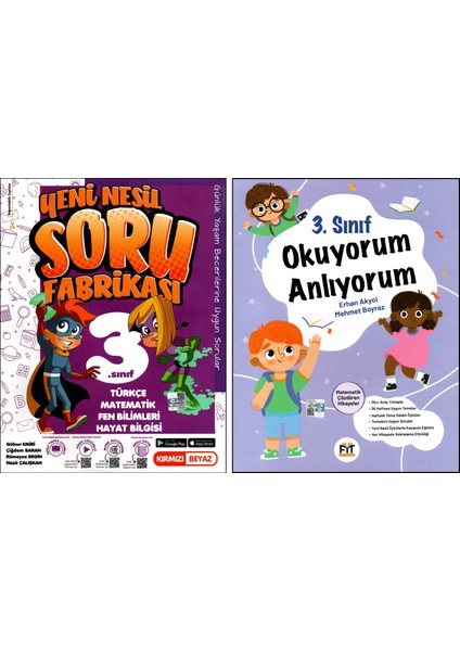 + Fit 3.Sınıf Soru Fabrikası + Okuyorum Anlıyorum Okuma Anlama Kitabı 2 Kitap