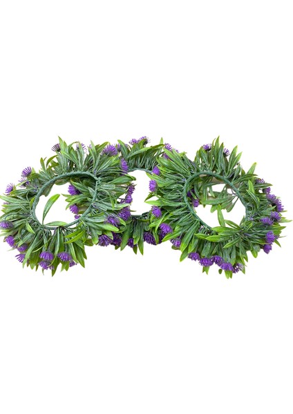 3 Lü Blue Violet Çiçek Detaylı Kapı ve Duvar Süsü 25 cm