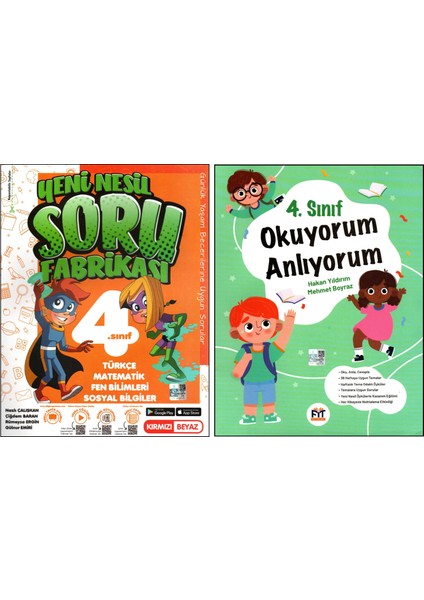 + Fit 4.Sınıf Soru Fabrikası + Okuyorum Anlıyorum Okuma Anlama Kitabı 2 Kitap