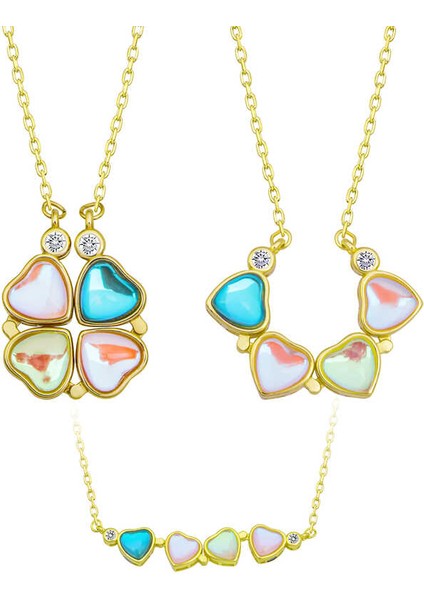 925 Ayar Gümüş Renkli Açılabilen Yonca Kadın Gümüş Kolye fırsatları